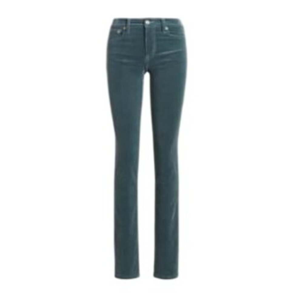 Lauren Ralph Lauren Stretch Corduroy Mid-Rise Pants Green Size 18 Straight Leg